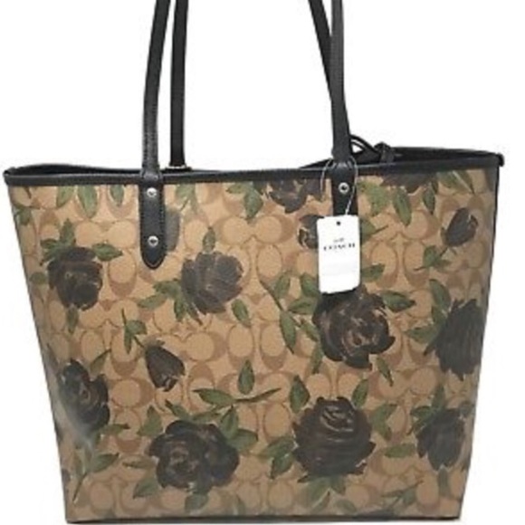 NWT Coach Reversible City Tote Bag Camo Rose - Picture 6 of 8